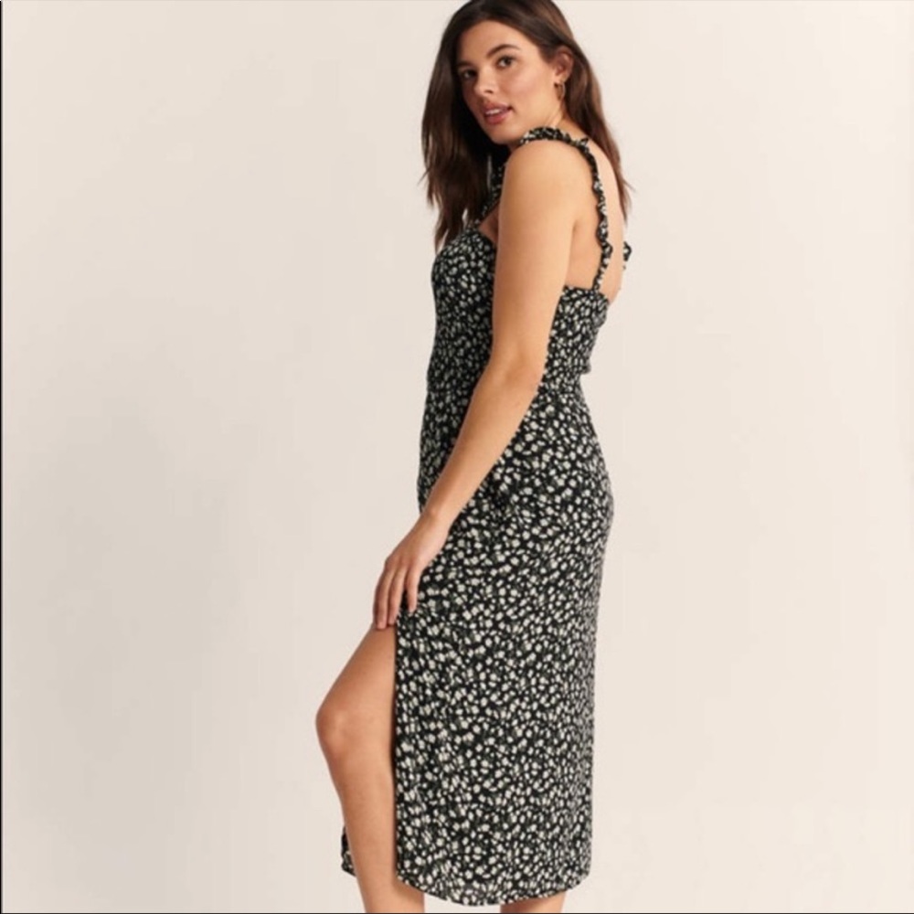 Abercrombie Smocked Midi Dress with Black Floral Print